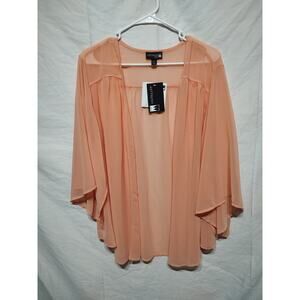 Anthony Original Peach Blouse 3/4 Sleeve Size 2X Sheer Flirty Sexy